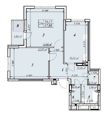 2-кімнатна 67.03 м² в ЖК Зіркова Вежа 2 від 15 050 грн/м², м. Вишгород