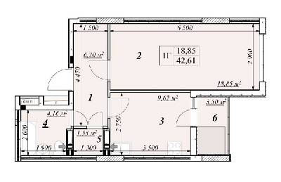 1-кімнатна 42.61 м² в ЖК Зіркова Вежа 2 від 22 800 грн/м², м. Вишгород