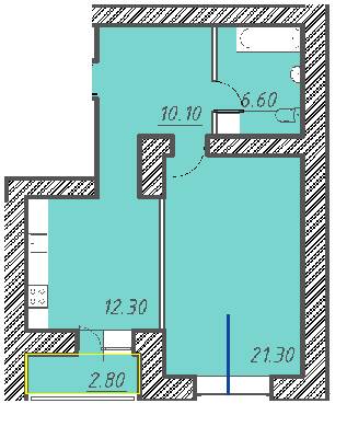 1-комнатная 51.7 м² в ЖК Свитанок от 17 000 грн/м², г. Борисполь