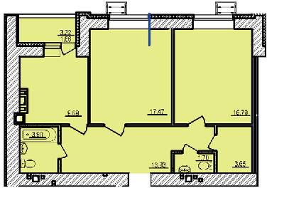 2-комнатная 68.79 м² в ЖК Свитанок от 13 800 грн/м², г. Борисполь