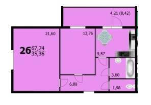 2-кімнатна 67.74 м² в ЖК Європейський від 14 300 грн/м², Хмельницький