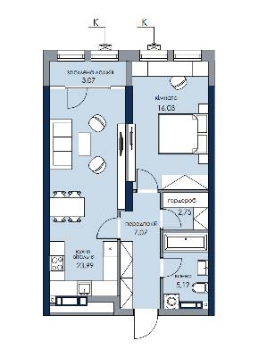 1-комнатная 58.1 м² в ЖК Новый Автограф от 34 403 грн/м², Киев