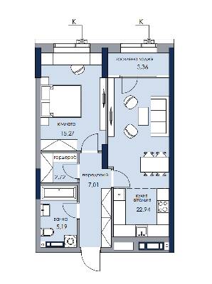 1-комнатная 56.49 м² в ЖК Новый Автограф от 30 041 грн/м², Киев