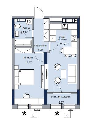1-комнатная 59.6 м² в ЖК Новый Автограф от 39 200 грн/м², Киев