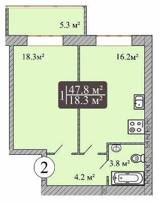 1-комнатная 47.8 м² в ЖК Dream Park от 13 000 грн/м², Хмельницкий