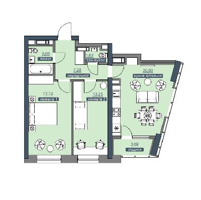 2-кімнатна 65.96 м² в ЖК Метрополіс від 35 625 грн/м², Київ
