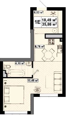 1-кімнатна 35.88 м² в ЖК UNO City House від 40 500 грн/м², Київ
