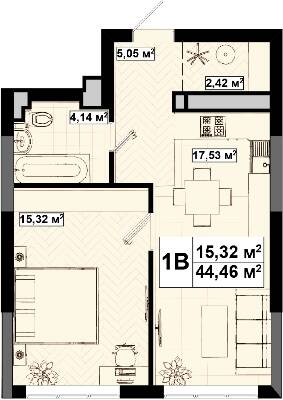 1-кімнатна 44.46 м² в ЖК UNO City House від 40 500 грн/м², Київ