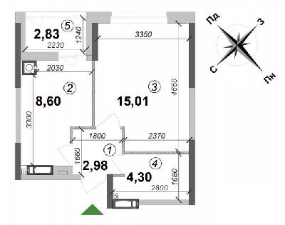 1-комнатная 33.72 м² в ЖК Оптимісто от 21 000 грн/м², с. Гатное