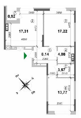 2-комнатная 65.01 м² в ЖК Оптимісто от 25 000 грн/м², с. Гатное