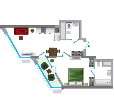 1-комнатная 52.53 м² в ЖК Заречный от 30 350 грн/м², Киев