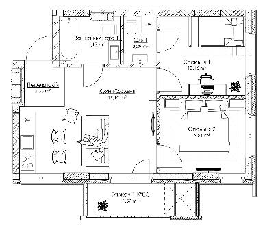 2-кімнатна 49.27 м² в ЖК BOSTON Creative House від 38 632 грн/м², Київ
