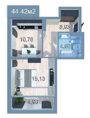 1-комнатная 43.42 м² в ЖК Star City от 23 895 грн/м², Киев