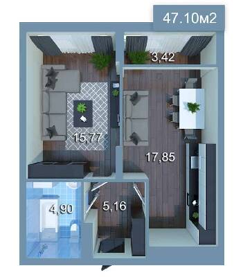 1-комнатная 47.1 м² в ЖК Star City от 25 300 грн/м², Киев