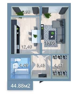 1-комнатная 45.21 м² в ЖК Star City от 25 300 грн/м², Киев