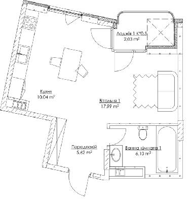 1-кімнатна 41.78 м² в ЖК O2 Residence від 21 643 грн/м², Київ