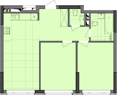 2-кімнатна 62.45 м² в ЖК Dibrova Park від 25 309 грн/м², Київ