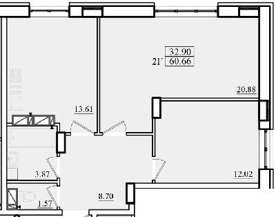 2-комнатная 60.66 м² в ЖК Морской от 16 750 грн/м², г. Черноморск