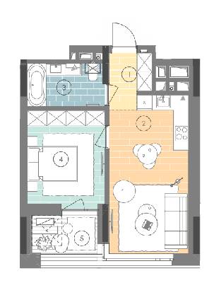 1-кімнатна 42.4 м² в ЖК UNIT.Home від 65 300 грн/м², Київ