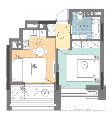1-кімнатна 43.7 м² в ЖК UNIT.Home від 65 300 грн/м², Київ
