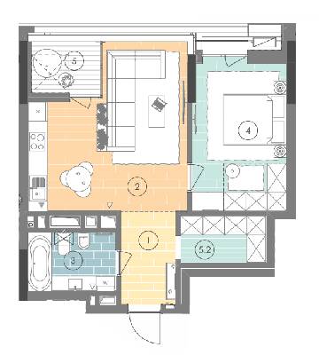 1-кімнатна 54.6 м² в ЖК UNIT.Home від 57 400 грн/м², Київ