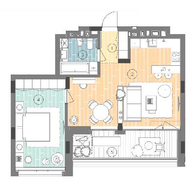 1-кімнатна 59.3 м² в ЖК UNIT.Home від 57 400 грн/м², Київ