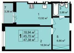 1-комнатная 47.38 м² в ЖК Q-4 "Quoroom Grand Avenue" от 27 050 грн/м², Львов