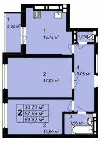 2-комнатная 59.62 м² в ЖК Q-4 "Quoroom Grand Avenue" от 25 700 грн/м², Львов