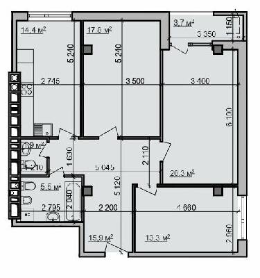 3-кімнатна 90.95 м² в ЖК Октава від 37 000 грн/м², Харків