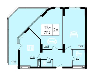 2-кімнатна 77.5 м² в ЖК Лісопарковий від 20 900 грн/м², Вінниця