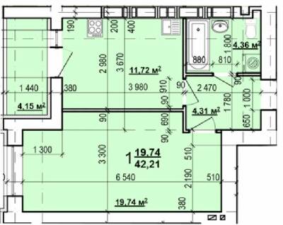 1-комнатная 42.21 м² в ЖК Мира-3 от 11 500 грн/м², Харьков
