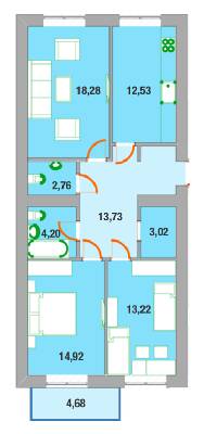 3-комнатная 81.5 м² в ЖК Престиж Таун от застройщика, Ивано-Франковск