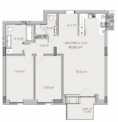 2-комнатная 90.05 м² в ЖК Княжий холл от 48 000 грн/м², Львов