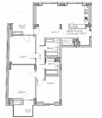 3-комнатная 110.96 м² в ЖК Княжий холл от 48 000 грн/м², Львов