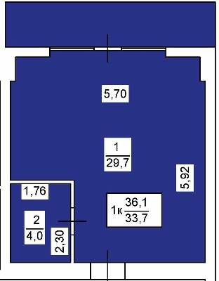 1-комнатная 36.1 м² в ЖК Ливерпуль от застройщика, Одесса