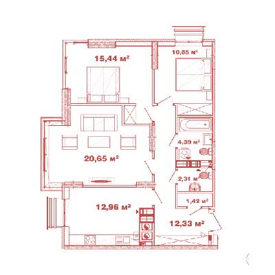 3-комнатная 80.35 м² в ЖК Crystal Avenue от 27 000 грн/м², с. Петропавловская Борщаговка