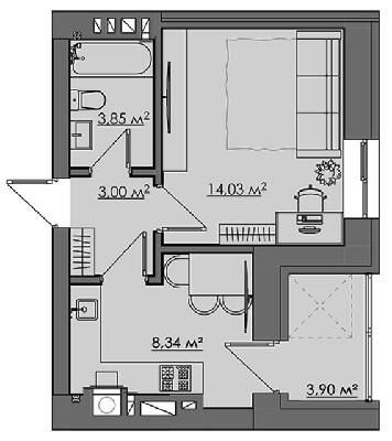 1-комнатная 33.12 м² в ЖК CENTRAL CITY Apartments от 26 400 грн/м², Ровно