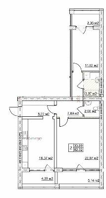 2-кімнатна 82.32 м² в КБ Олсія від 20 850 грн/м², м. Буча
