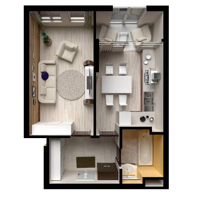 1-кімнатна 44.37 м² в ЖК Madison Gardens від 21 293 грн/м², м. Бровари