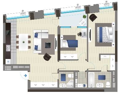 2-кімнатна 88 м² в ЖК Славутич від 31 500 грн/м², Київ