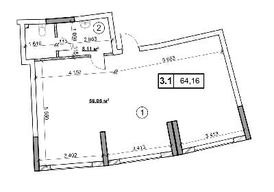 Офіс 111.52 м² в ЖК CARDINAL від забудовника, Київ