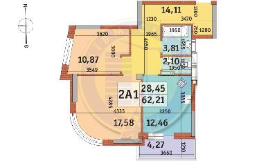 2-кімнатна 62.21 м² в ЖК Абрикосовий від 23 872 грн/м², Київ