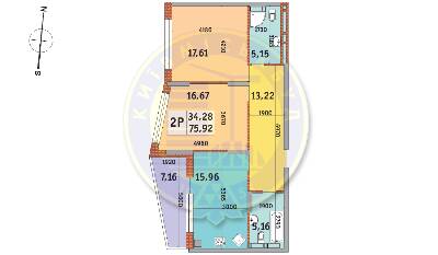 2-кімнатна 75.92 м² в ЖК Італійський квартал від 21 550 грн/м², Київ
