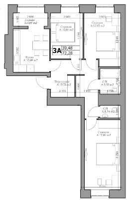 3-кімнатна 75.73 м² в ЖК Green Life-3 від 20 750 грн/м², м. Ірпінь