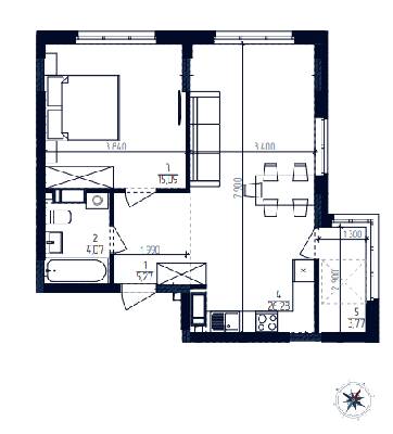 2-комнатная 54.48 м² в ЖК Современный квартал от 39 000 грн/м², Киев