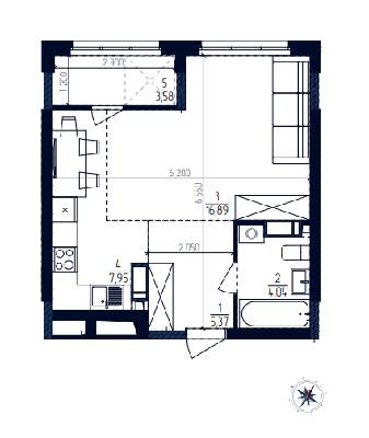 1-комнатная 37.83 м² в ЖК Современный квартал от 18 800 грн/м², Киев
