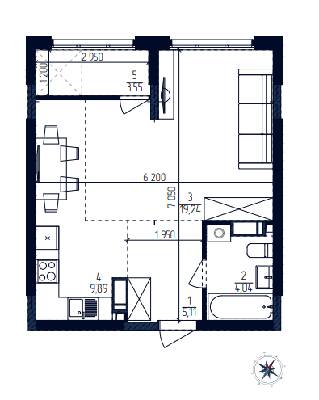 1-комнатная 41.83 м² в ЖК Современный квартал от 39 000 грн/м², Киев