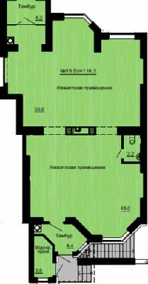 Помещение свободного назначения 116.3 м² в ЖК София Клубный от застройщика, с. Софиевская Борщаговка