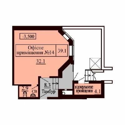 Помещение свободного назначения 39.1 м² в ЖК София Сити от застройщика, с. Софиевская Борщаговка