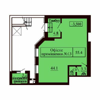 Помещение свободного назначения 54.4 м² в ЖК София Сити от застройщика, с. Софиевская Борщаговка